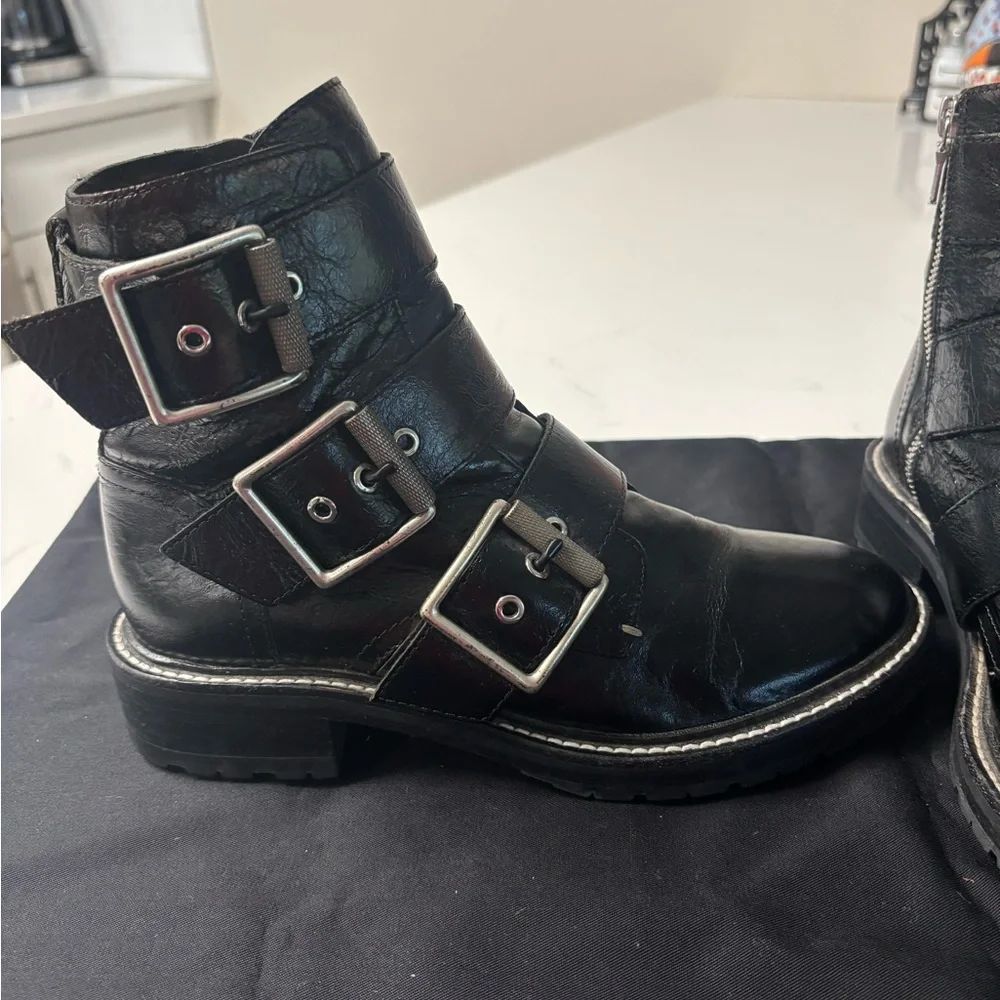 rag & bone Black Triple Buckle Combat Boots - Picture 5 of 10